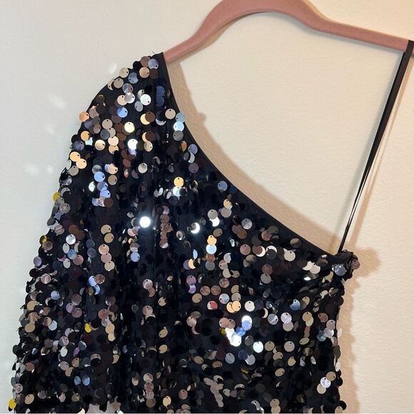 Revolve h:ours Darrell Mini Dress in Black Galaxy Sequin Small - Picture 3 of 14